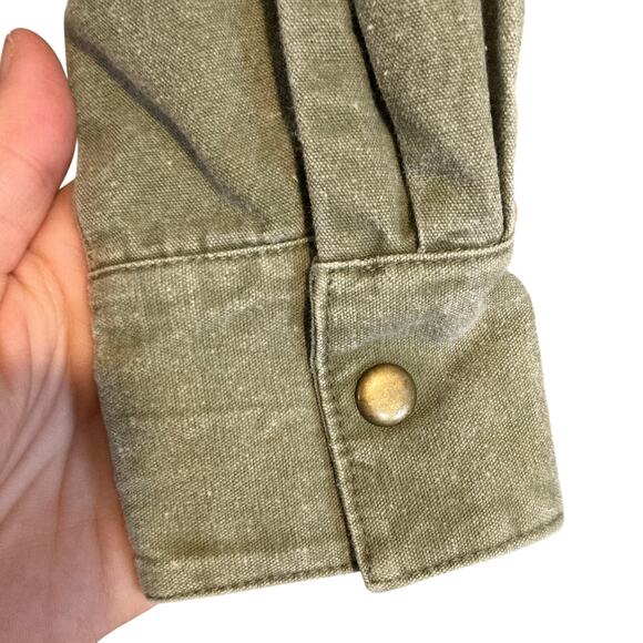 Vintage 90s Army Green Double Breasted Lightweight Skater Cotton Jacket Sz Small - Picture 10 of 16